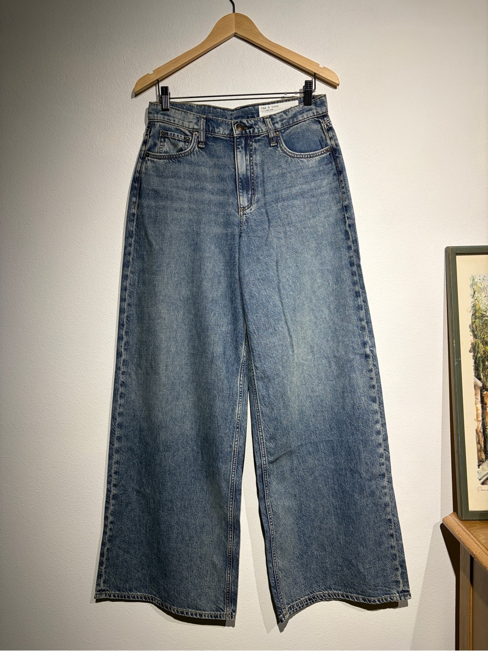 Rag & Bone The Sofie High Rise Ultra Wide Leg Jeans Theo NWT Size 27 $288 - Picture 2 of 5